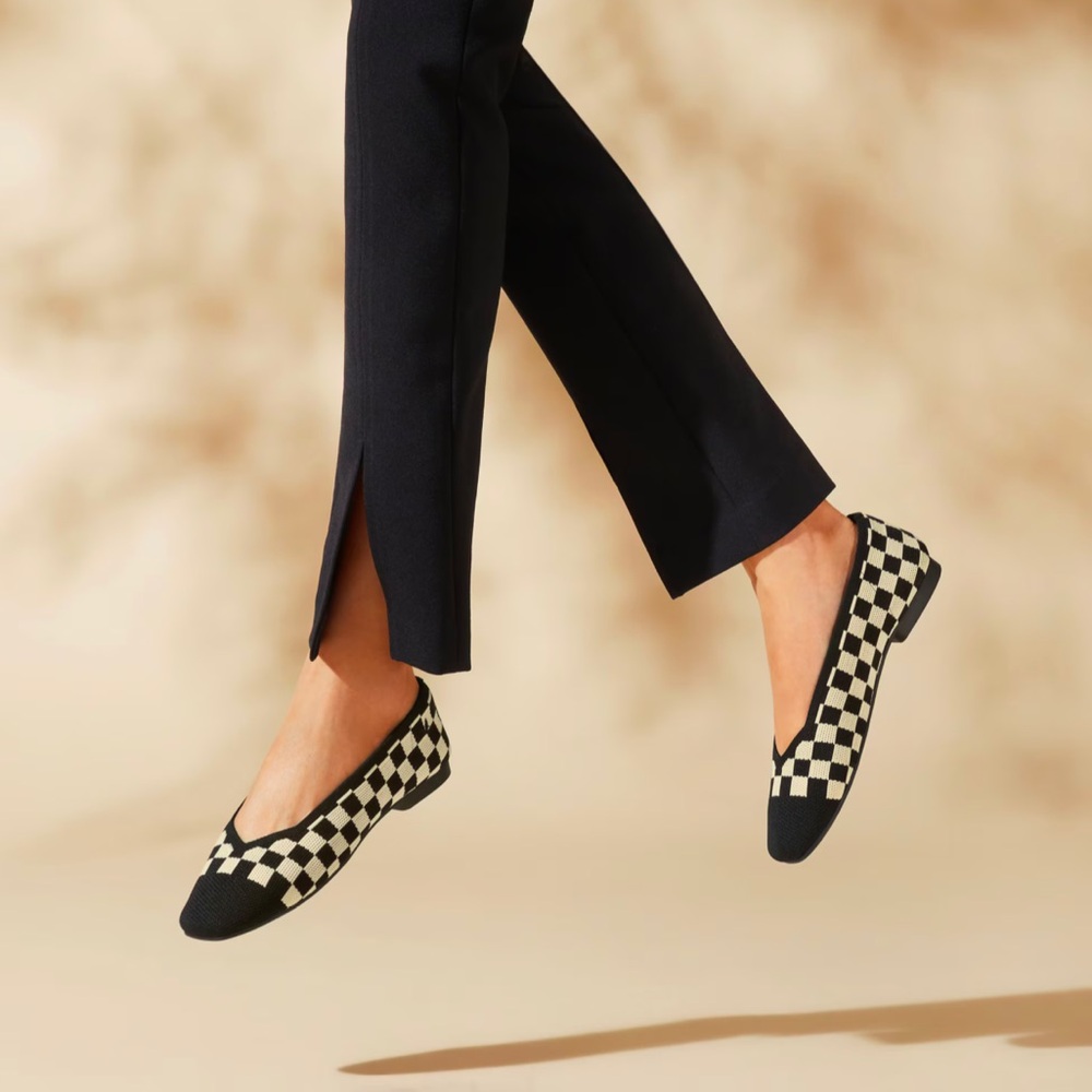 Checkered Black and White Women's Flats